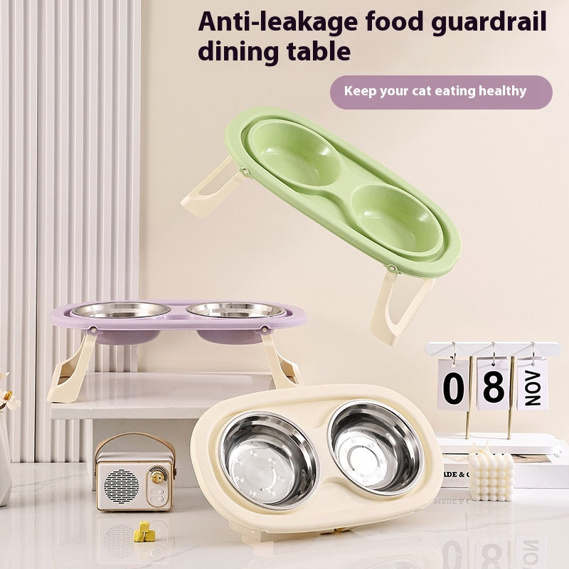 Foldable Plastic Stainless Steel Bowl For Pet Food Basin