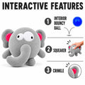 Dog Toy For Aggressive Chewers No Stuffing Crinkle Plush 3-In-1 Elephant , Durable Squeaky Bouncy Chew Ball Cleans Teeth, Power Chewer Puppy