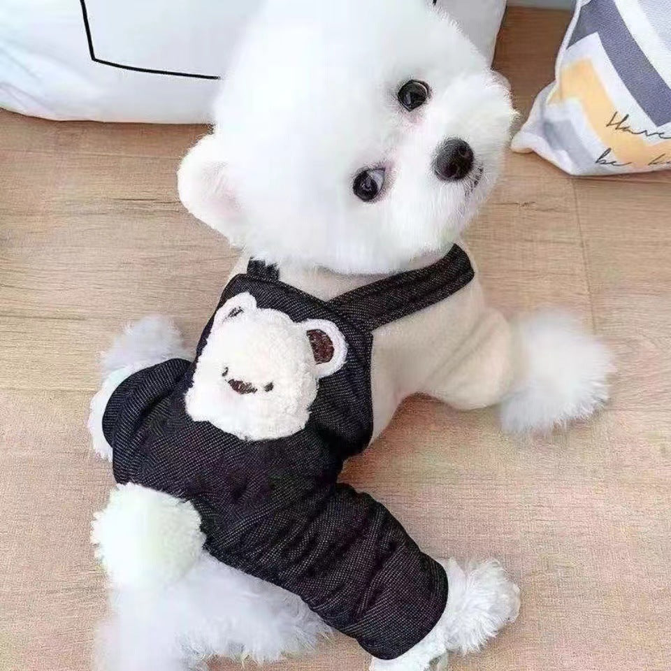 Cotton-Padded Fleece-Lined Four-Leg Dog Coat