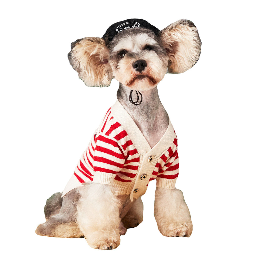 Pet Small Dog Striped Sweater Cardigan