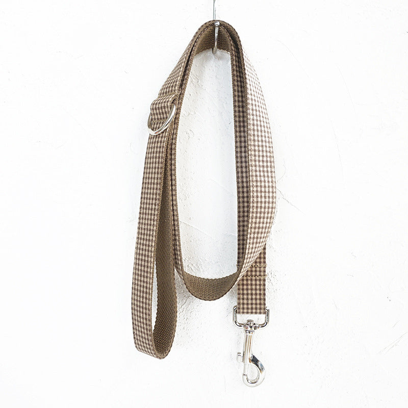 Coffee Grid Bowknot Pet Leash