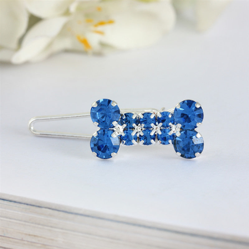 Rhinestone Dog Bone Barrettes