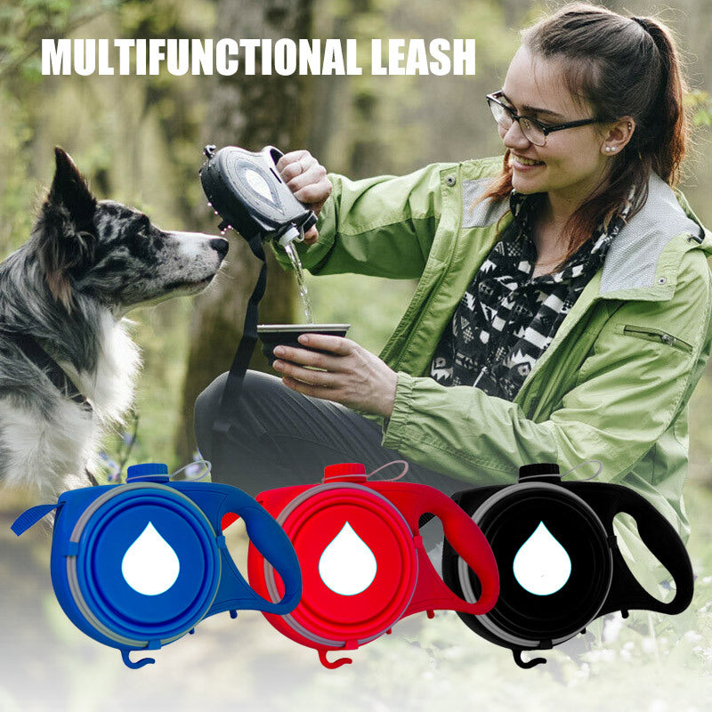 Portable Retractable Leash With Water Bottle