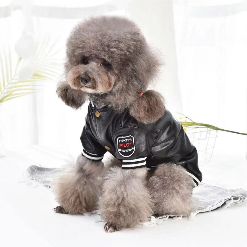 Small Dog Cotton-Padded Leather Clothes