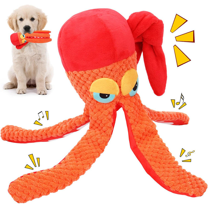 Squeaky Octopus Plush Dog Toy With Creased Paper And Built-In Squeaky - Durable Teeth Grinding Pet Chewing Toy Pet Toys