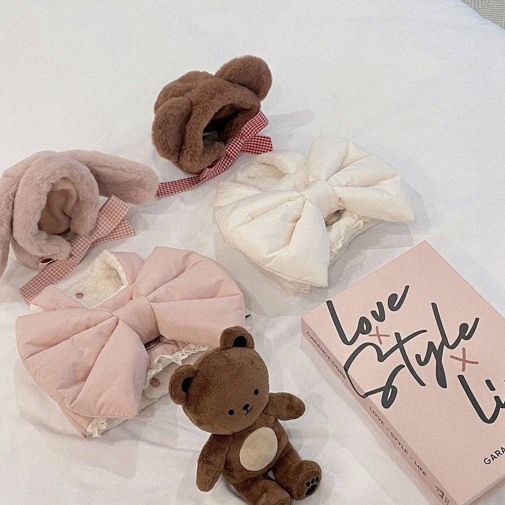 Cute Bow Plush Dog Chest Strap Set