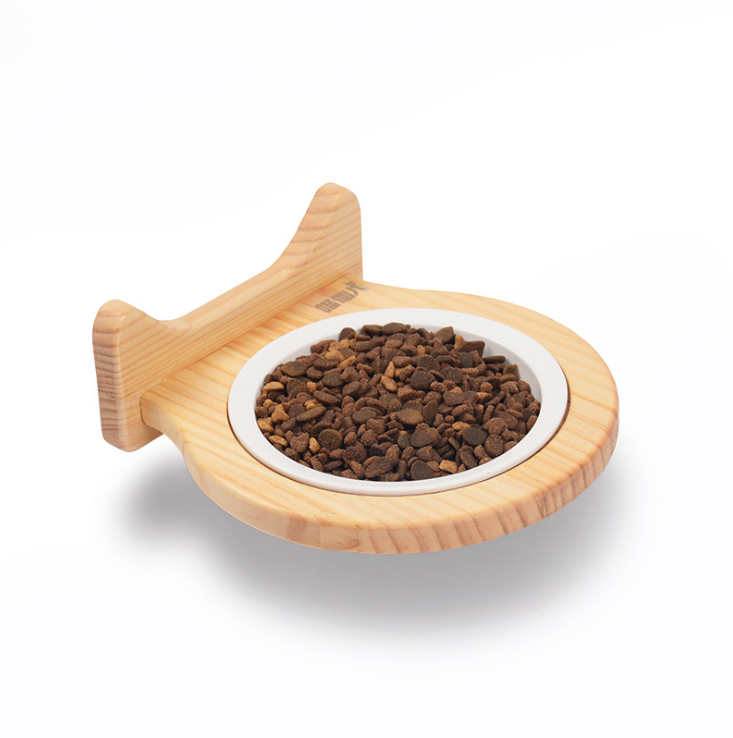 Ceramic Bowl With Solid Wood Stand