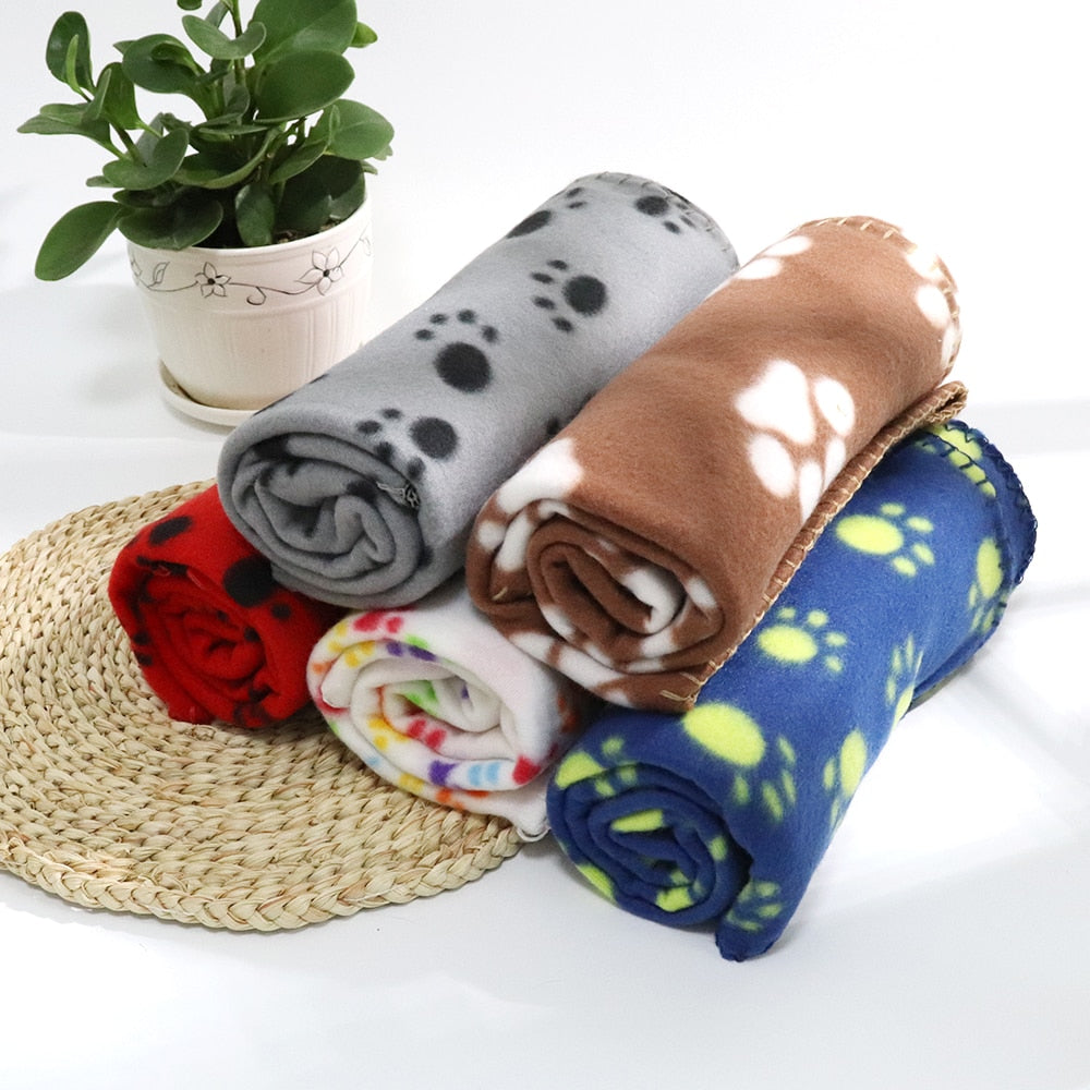 Soft Paw Print Pet Blanket