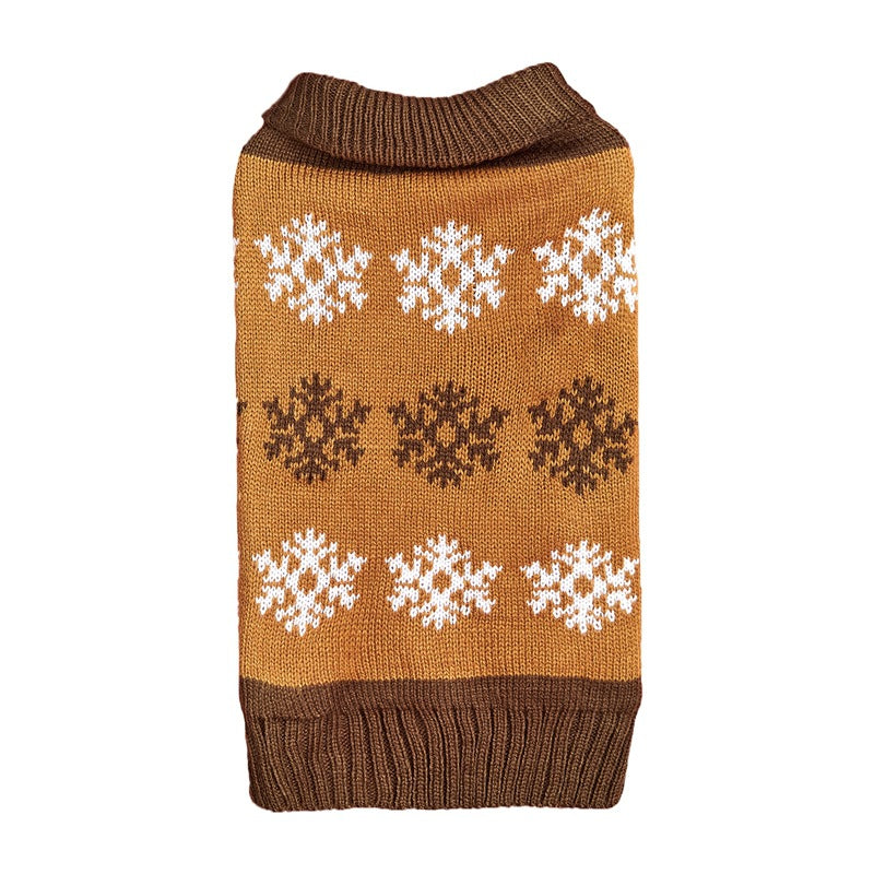 Brown Gray Snowflake Christmas Dog Sweater