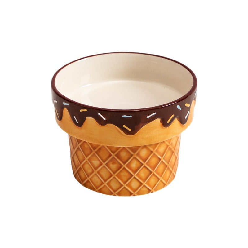 Ceramic Cat Bowl With Ice Cream Theme