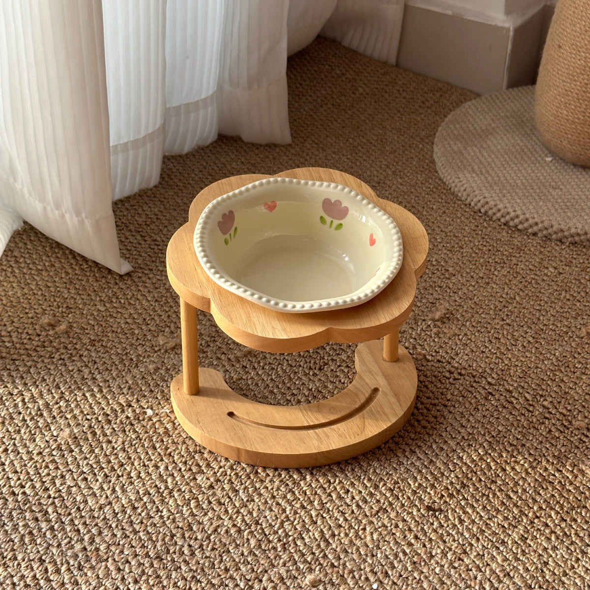 Tip-Resistant Ceramic Elevated Pet Bowl with Stand