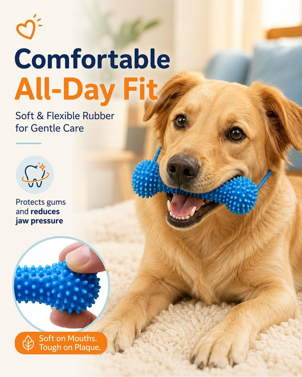 Dual-Action Dog Dental Chew And Brush Toy