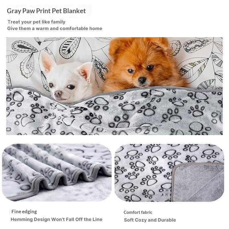 Hollowed-Out Floral and Paw Print Dog Blanket