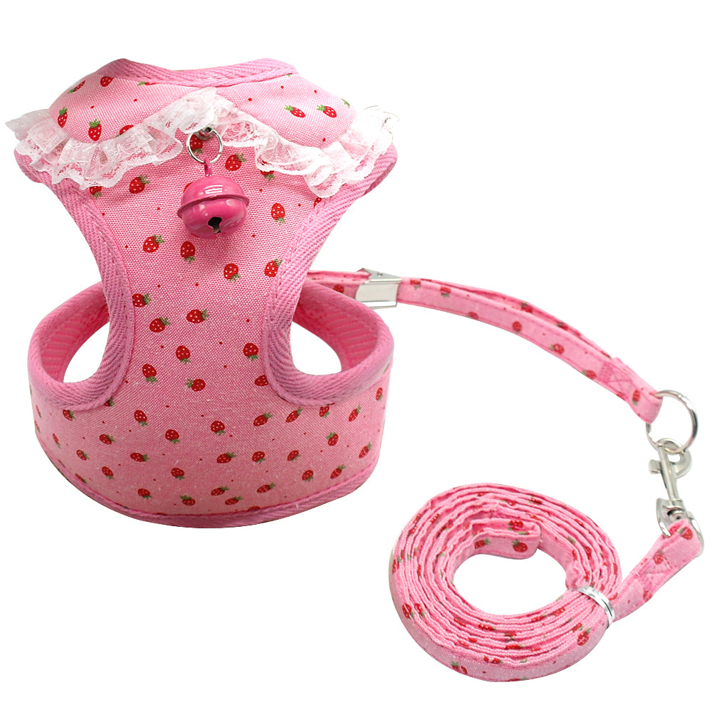 Canvas Chest Harness with Pink Bell