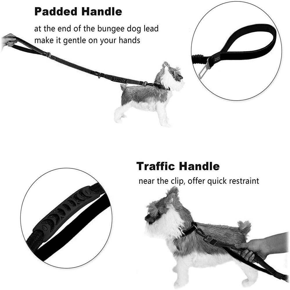 Adjustable Bungee Dog Leash With Car Seatbelt