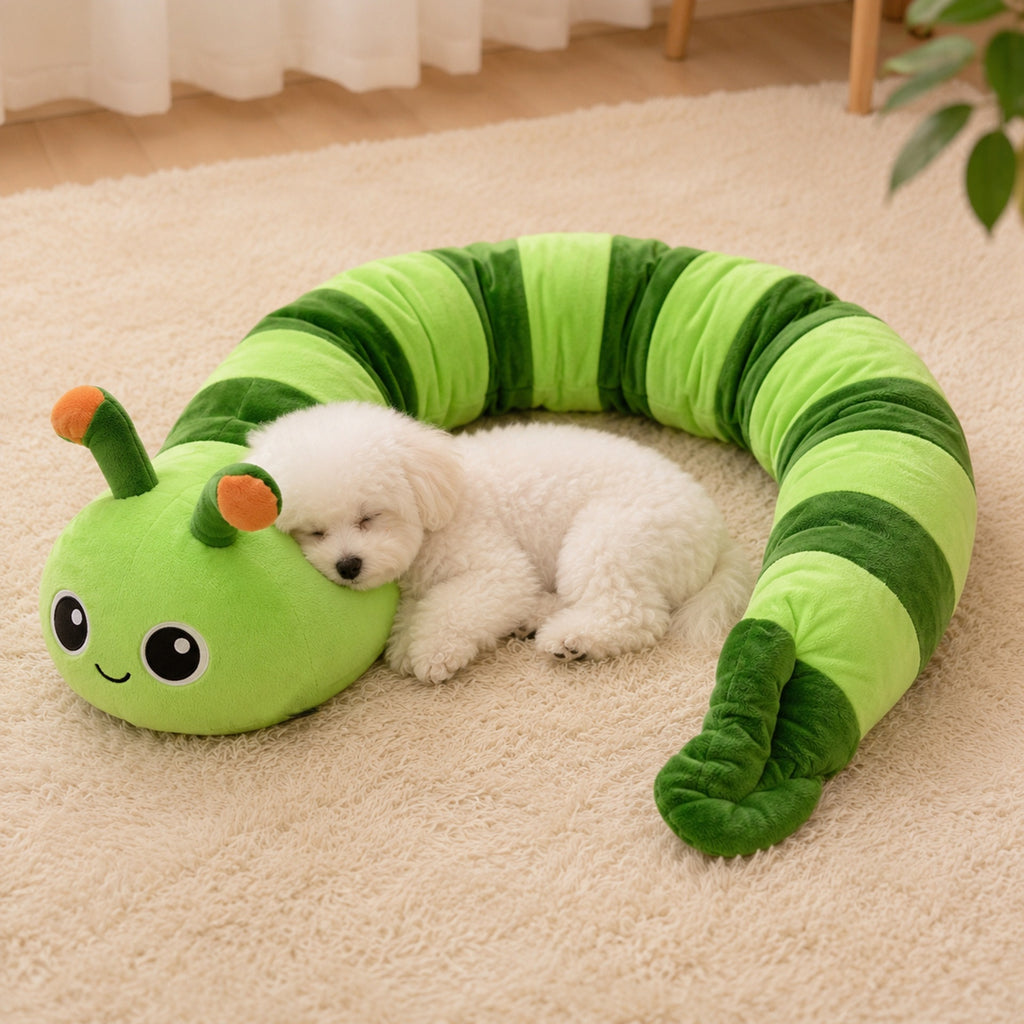 Caterpillar-Shaped Soft Pet Pillow