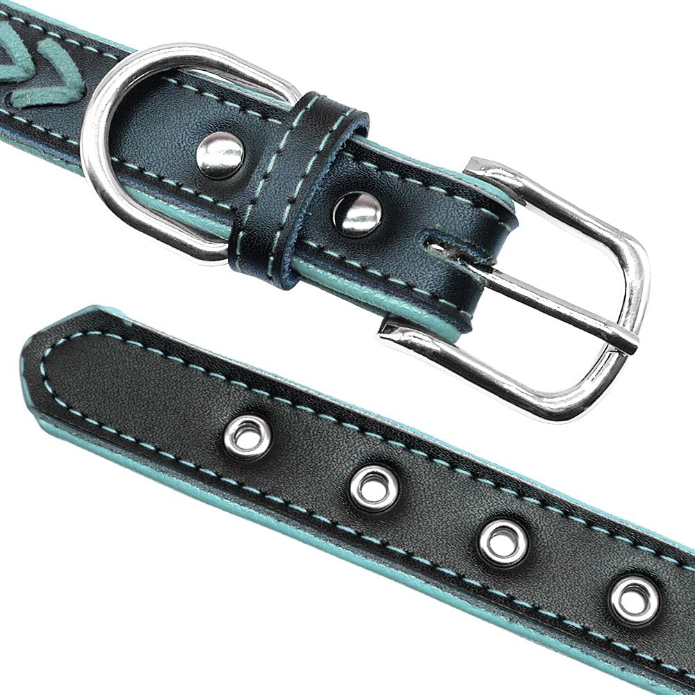 Engraved Anti-Lost Leather Dog Collar