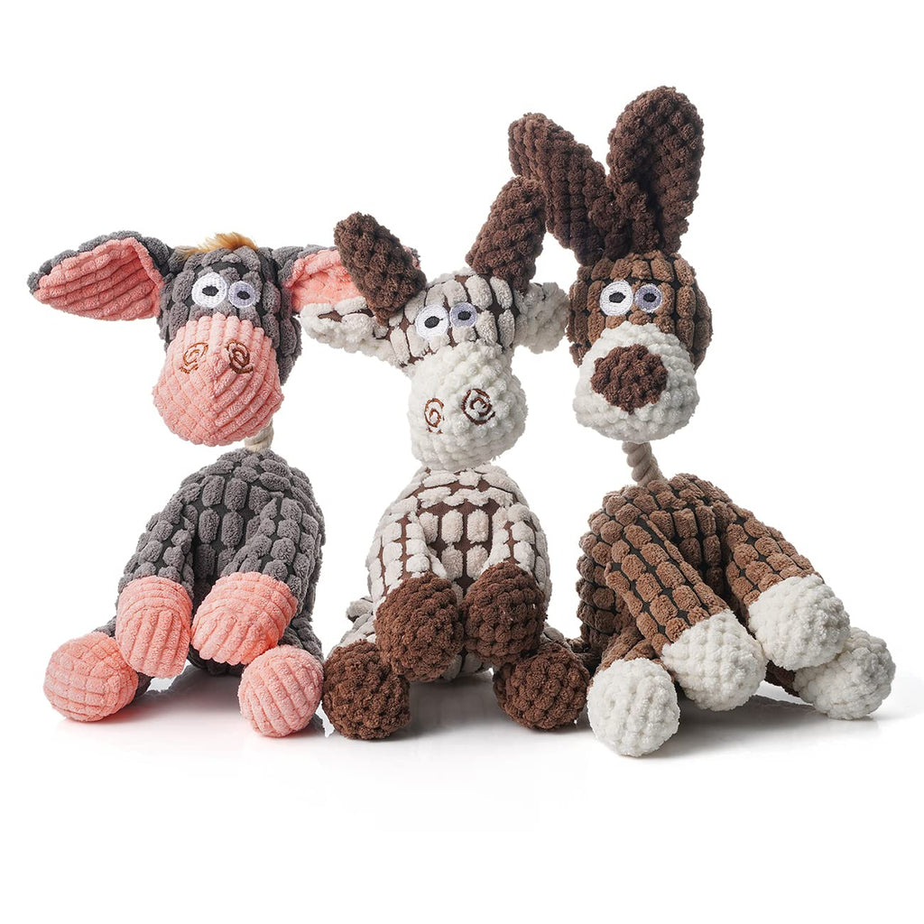 3 Pack Dog Toys Squeaky, Durable Stuffed Plush Puppy Chew Toy Cute Dog Toys For Small Medium Large Dog, Reinforced Sewing, Assortment Value