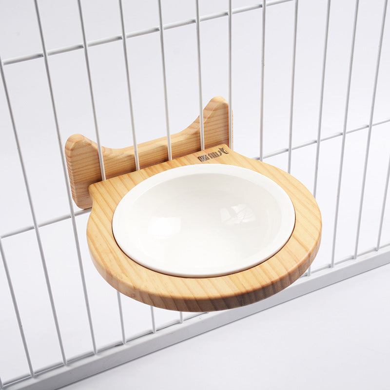 Ceramic Bowl With Solid Wood Stand