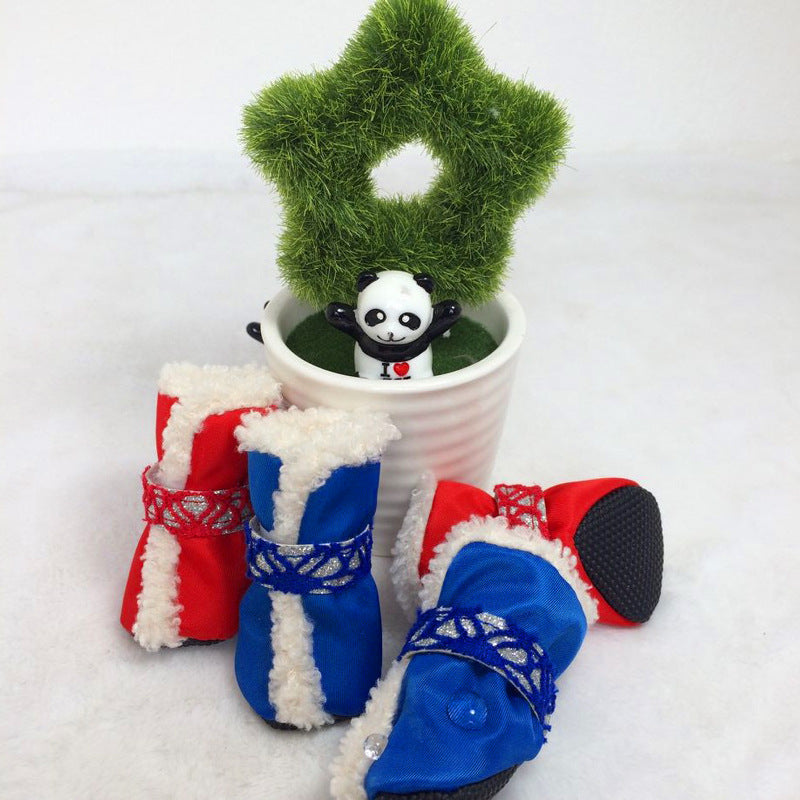 Christmas Pet Shoes Cotton Snow Boots Padded Waterproof