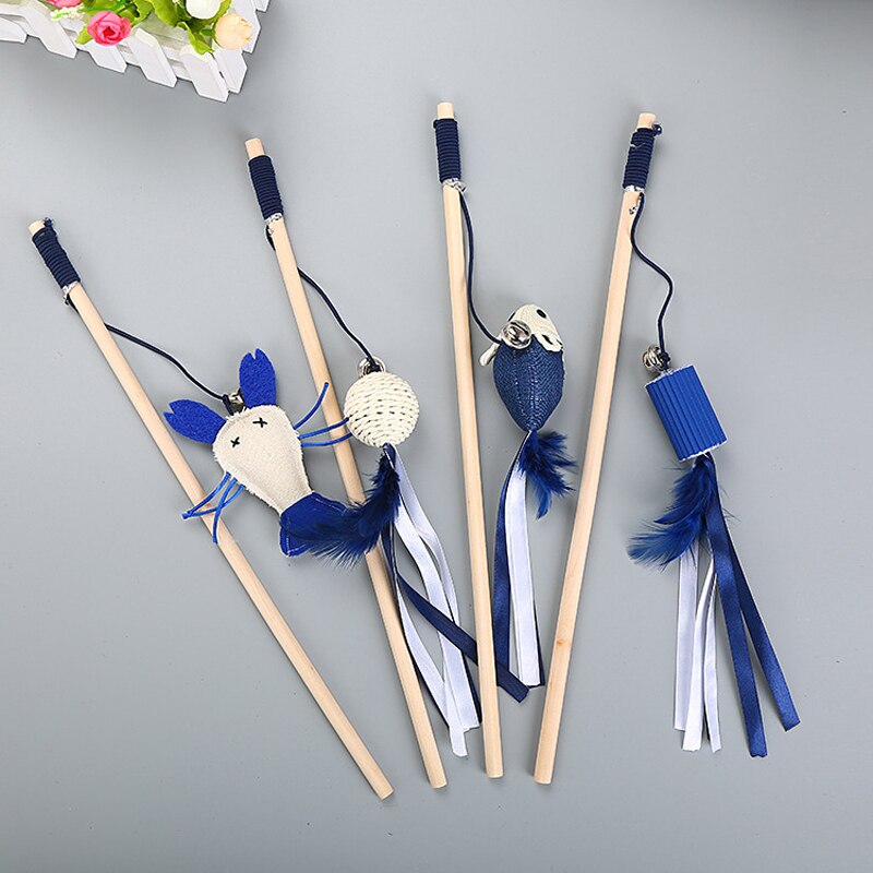 Wooden Pole Feather Pet Toy