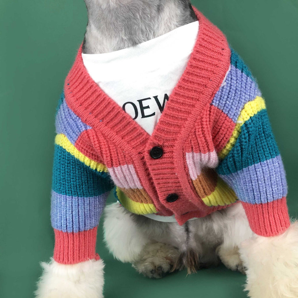 Dog Rainbow Striped Cardigan