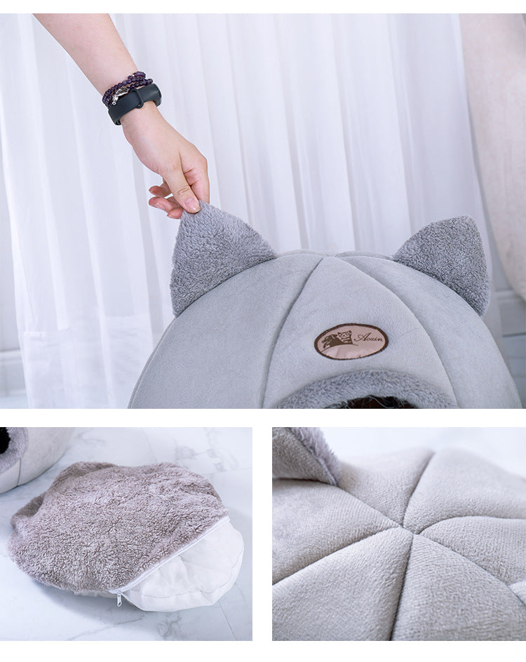 Semi-Enclosed Warm Fluffy Pet Nest