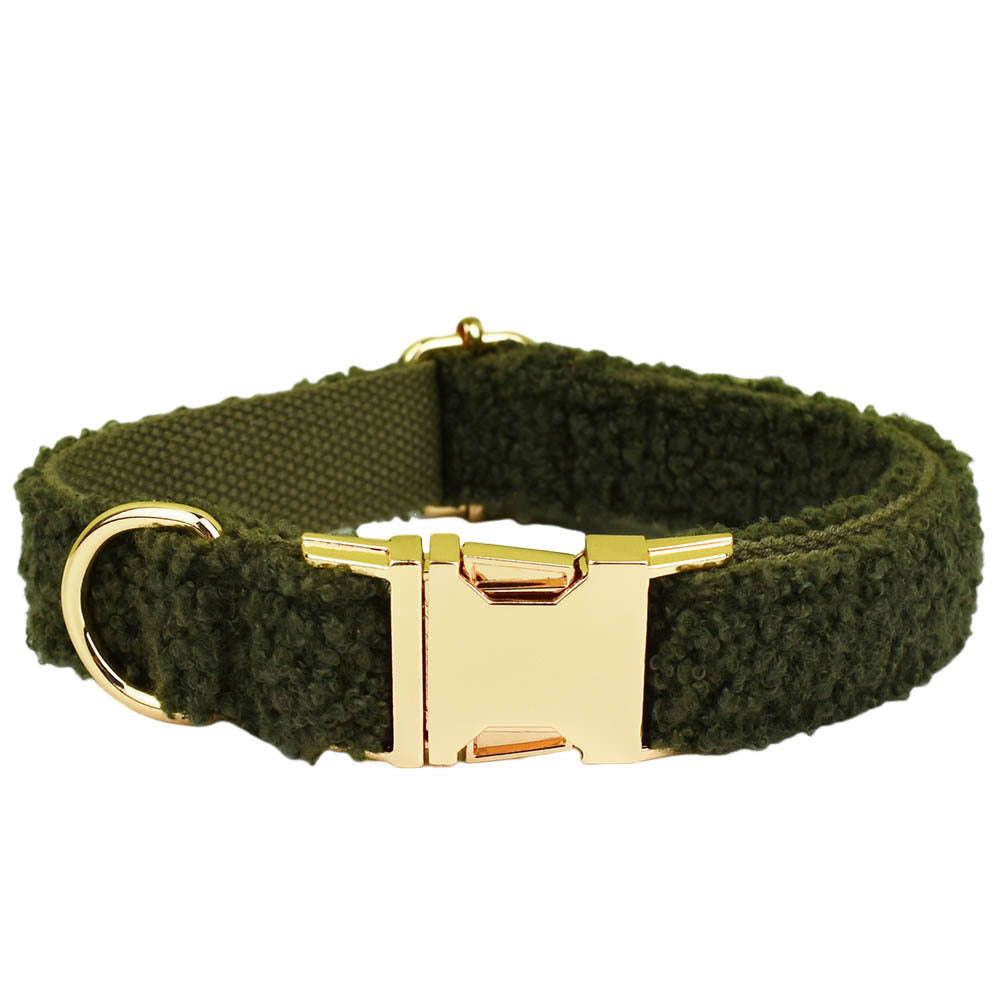 Army Green Velvet Pet Collar Vest
