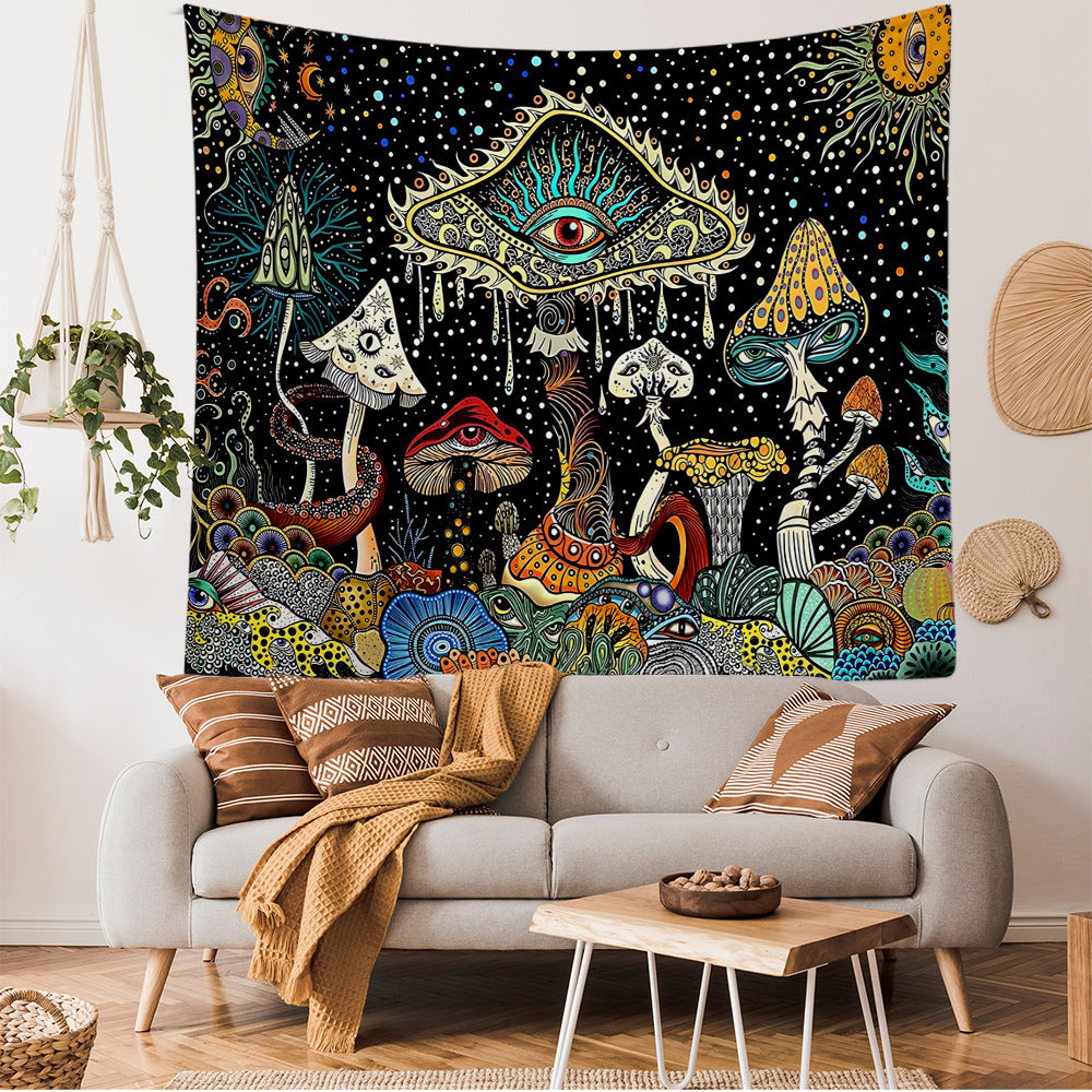 Polyester Skull Mushroom Tapestry Blanket