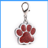 Zinc Alloy Custom Glitter Foot Paw Dog Tag