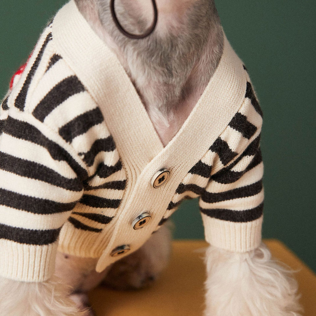 Pet Small Dog Striped Sweater Cardigan