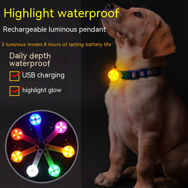 Led Bright Luminous Dog Pendant Usb Charging Waterproof Night Walking Dog Anti-Lost Colorful Pendant Light