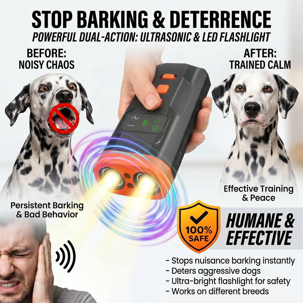 Rechargeable Ultrasonic Dog Bark Deterrent, 33-Foot Range