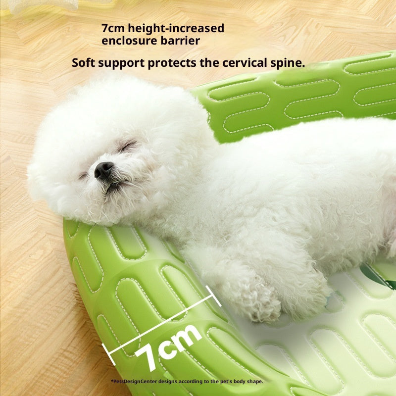 Spring Summer Cartoon Dinosaur Latex Ice Silk Partition Dog Bed