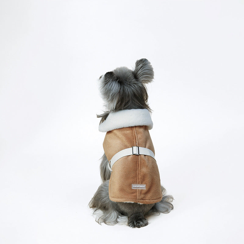 Warm Plush British-Style Dog Cloak Coat