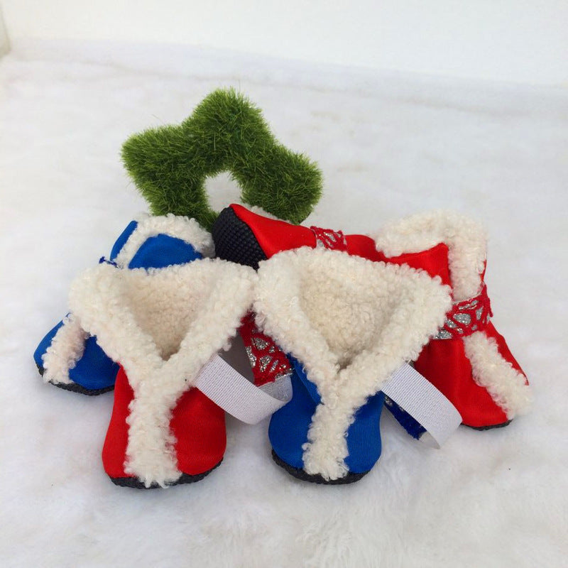 Christmas Pet Shoes Cotton Snow Boots Padded Waterproof