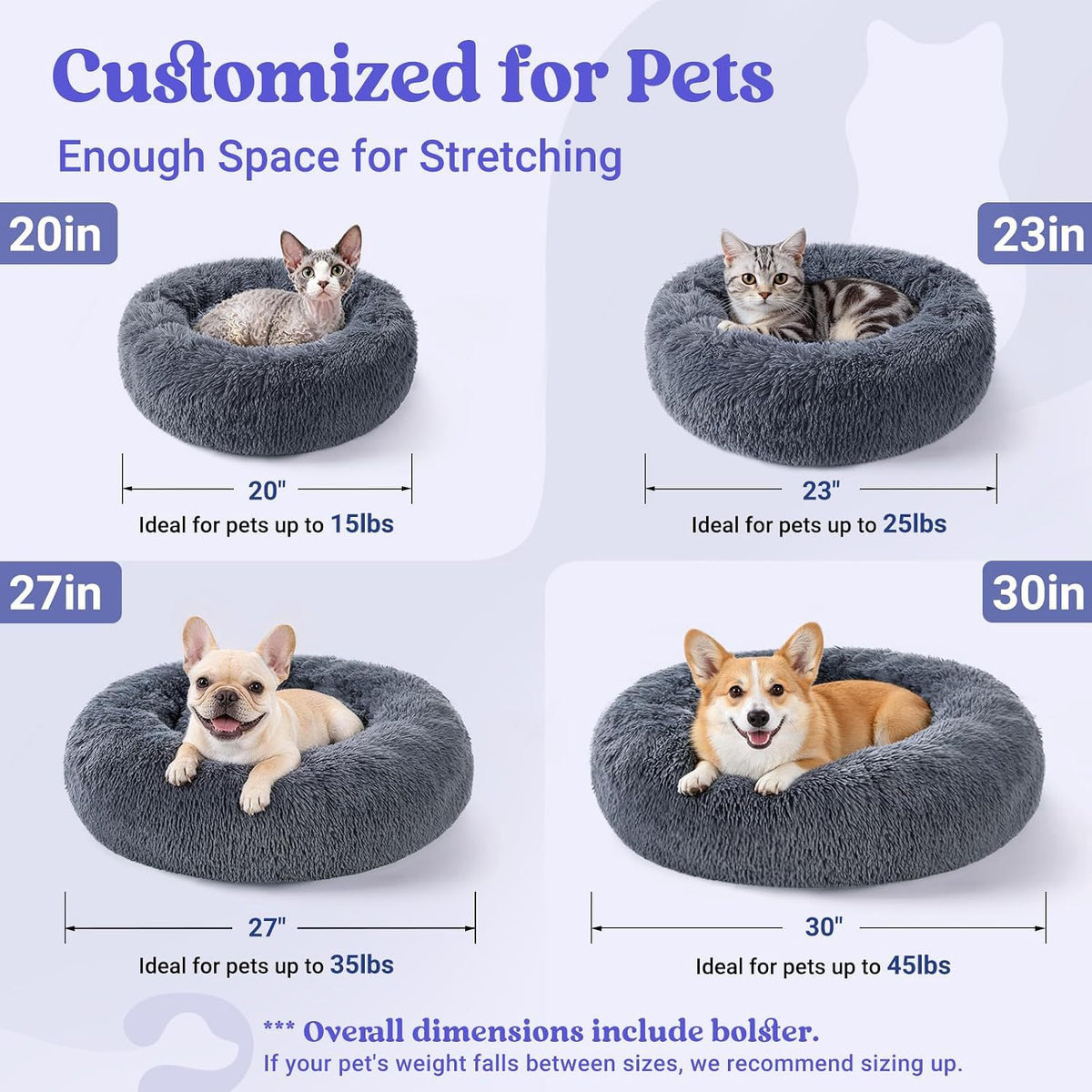 Round Warm Bed for Small Medium Dogs