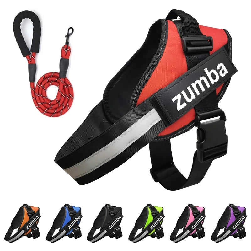 Personalized Reflective Adjustable Dog Harness And Leash Set