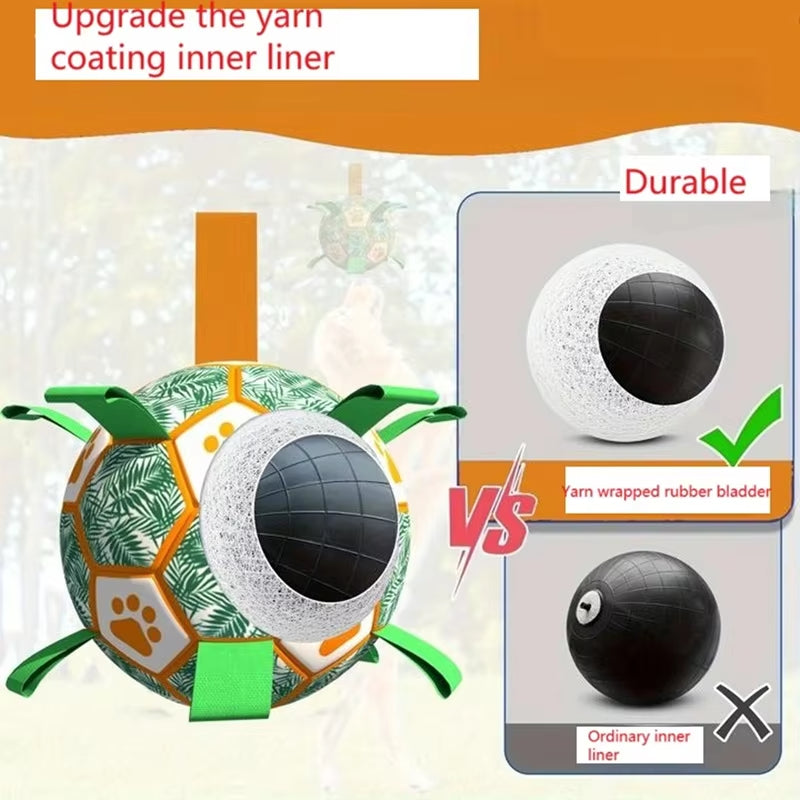 Interactive Pet Football Toys With Grab Tabs Dog Bite Chew Balls Pets Accessories Puppy Outdoor Training Soccer 5.91-7.48In