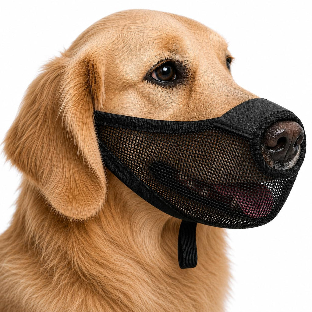 Dog Muzzle, Soft Air Mesh Muzzles For Large Sized Dogs, Breathable Dog Mussels For Scavenging Biting Licking & Barking, Adjustable Mouth Gua