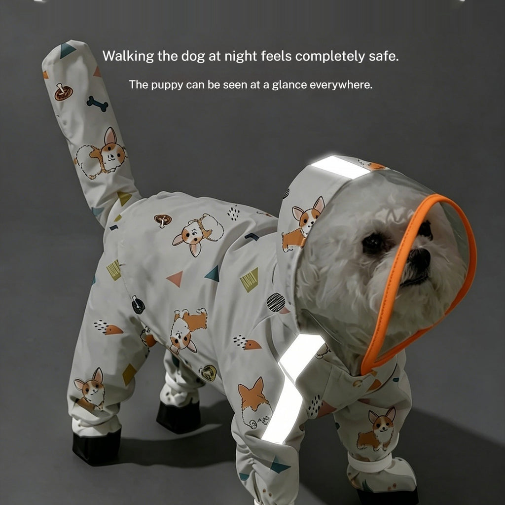 Fully Waterproof Four-Legged Pet Raincoat