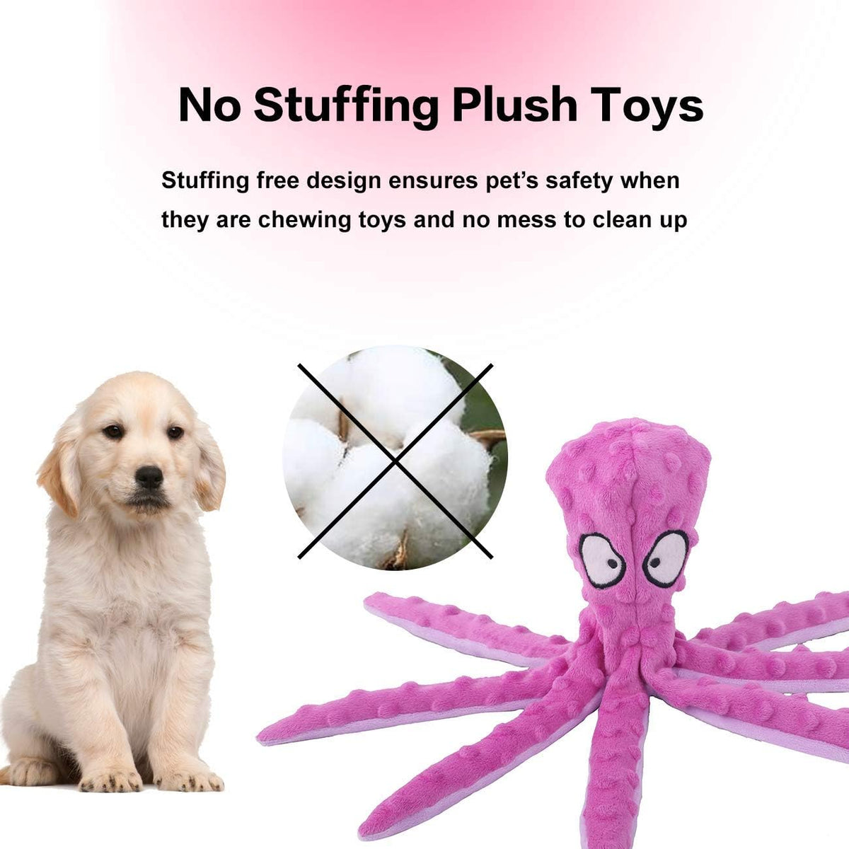 Dog Squeaky Toys Octopus No Stuffing Crinkle Plush Toys For Puppy Teething Durable Interactive Chew Toys For Small Medium And Large Dogs Tra