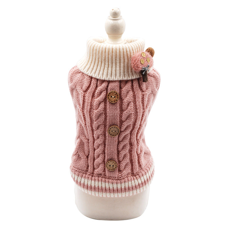 Pet Dog Fashion Sweet Button Sweater
