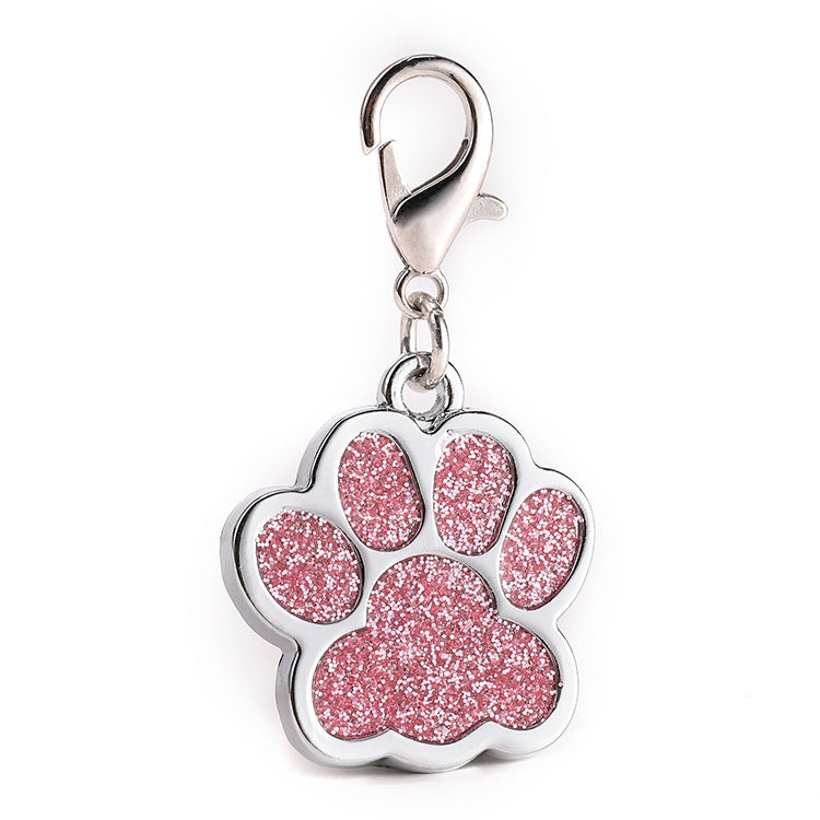 Zinc Alloy Custom Glitter Foot Paw Dog Tag