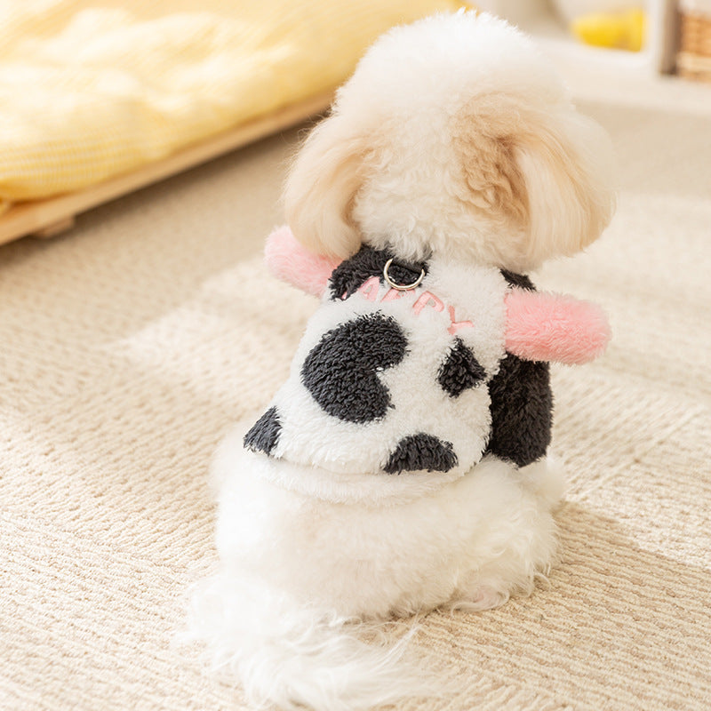 Cute Fluffy Cow-Feet Winter Dog Jacket