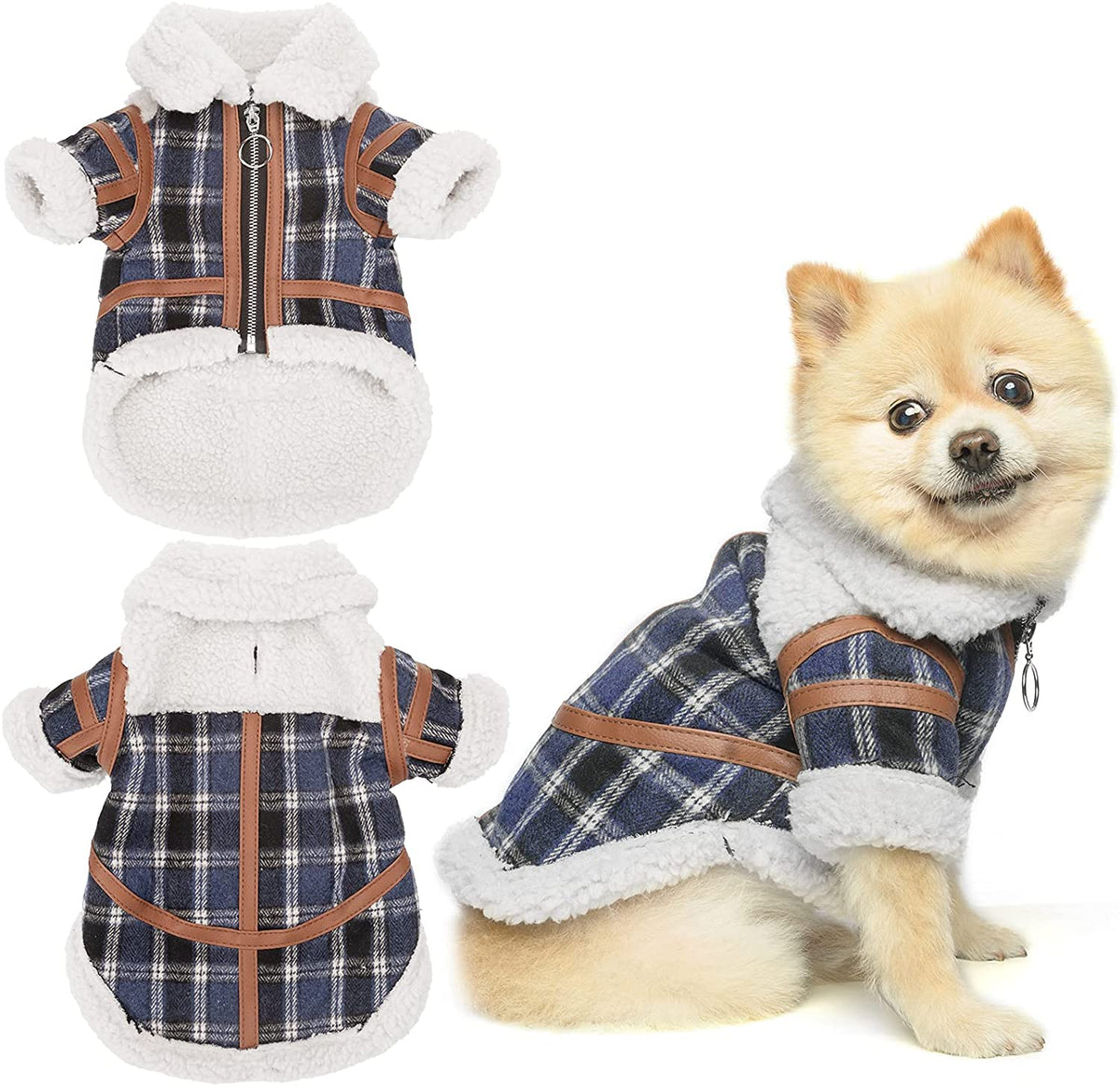 Warm Two-Legged Plaid Dog Clothes