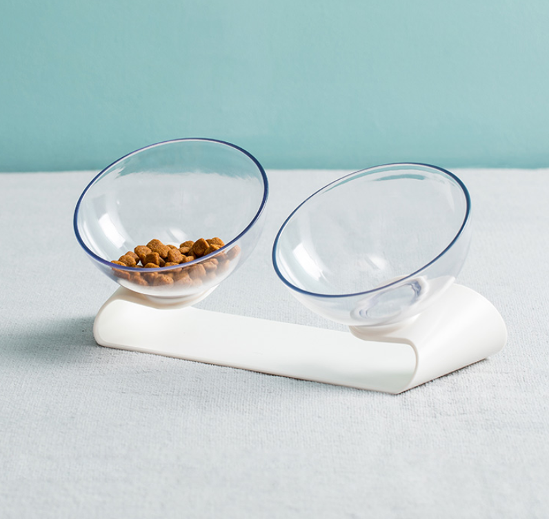 White Double Pet Bowl