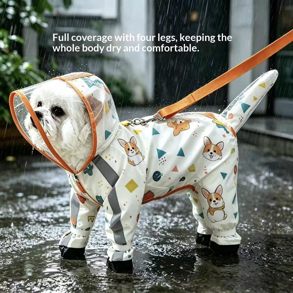 Fully Waterproof Four-Legged Pet Raincoat