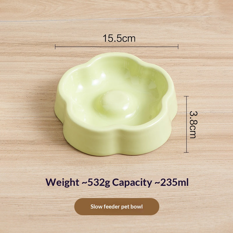 Macaron-Colored Bud-Shaped Ceramic Cat Bowl