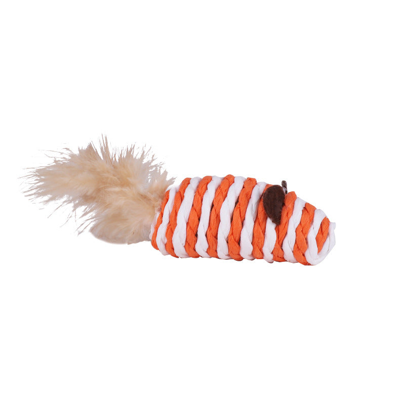Pet Supplies Sound Grinding Feather Paper String Mouse Toy